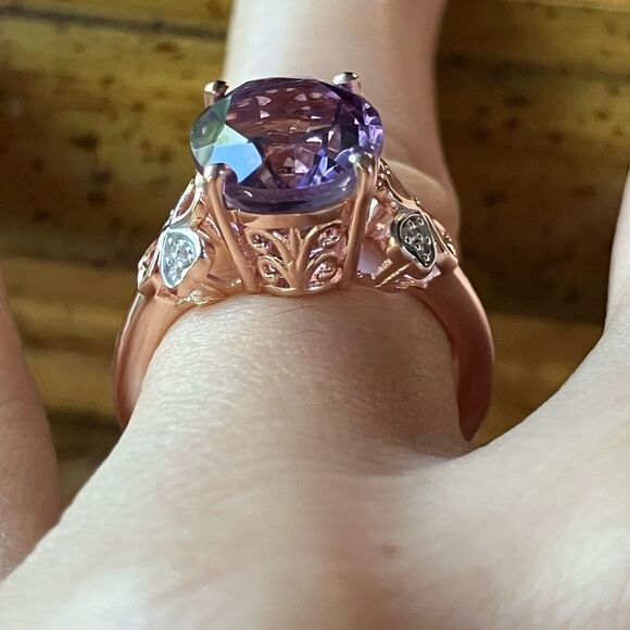 Natural Rose de France Amethyst Sterling Silver Ring - Picture 2 of 9